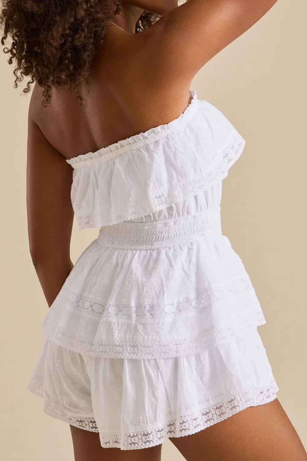 White Strapless Romper