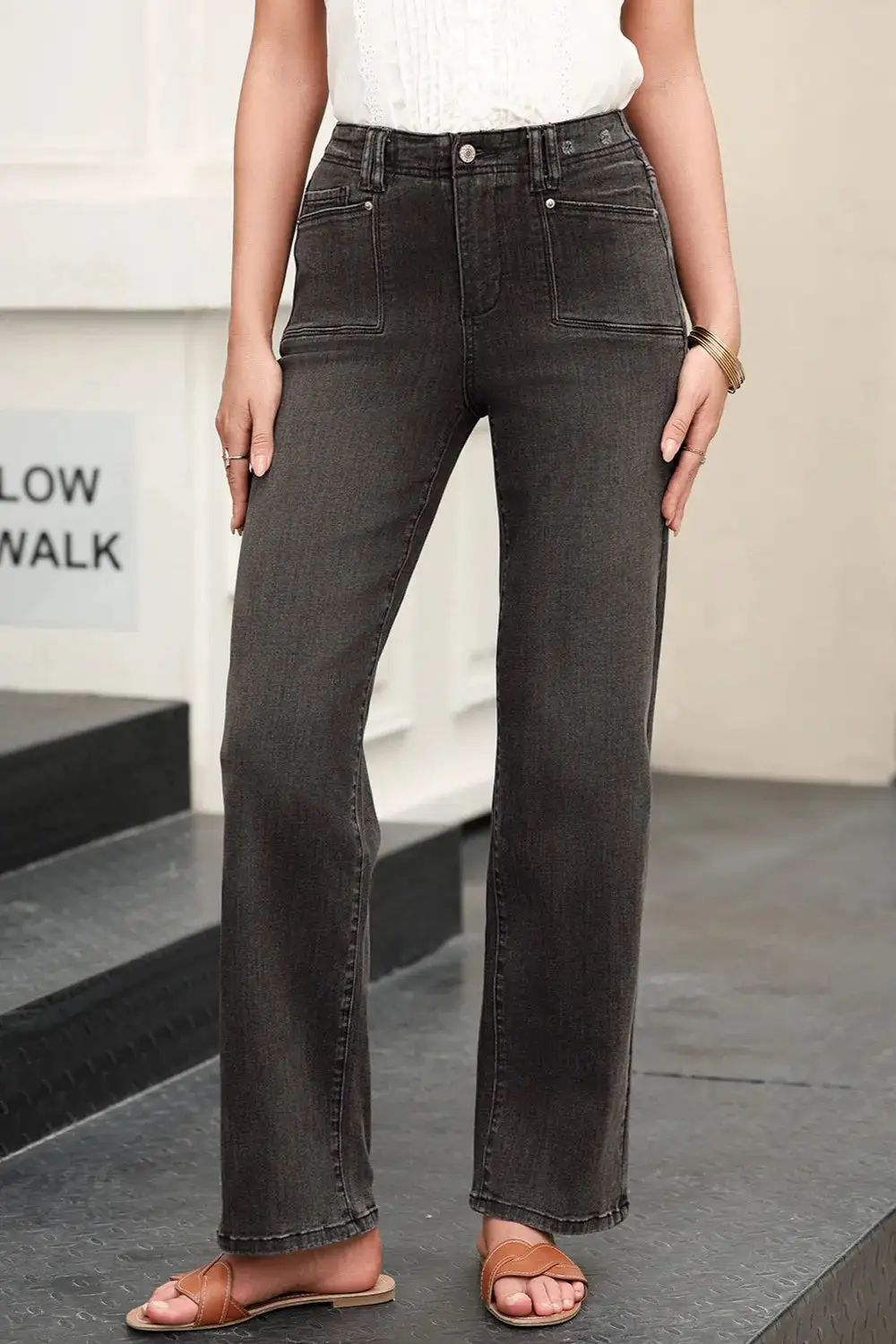Contemporary High Rise Wide Leg Jeans
