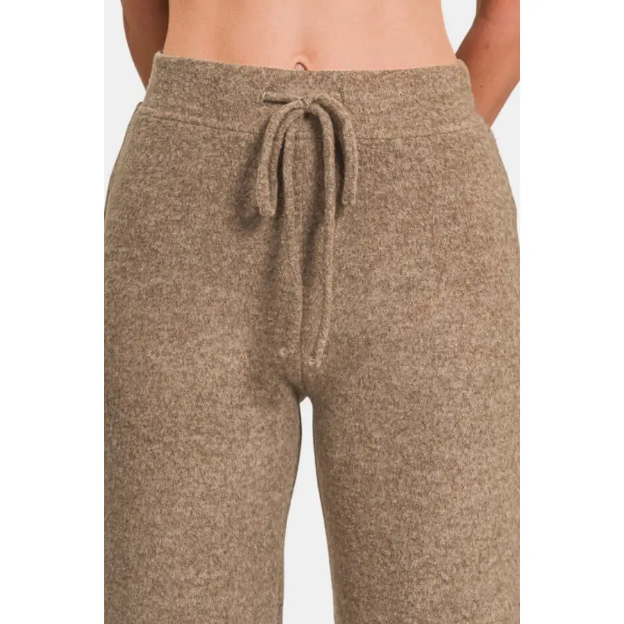 Drawstring Hacci Cropped Pants