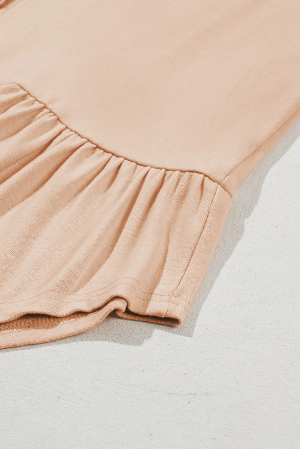Solid Ruffled Buttoned V Neck Shirt