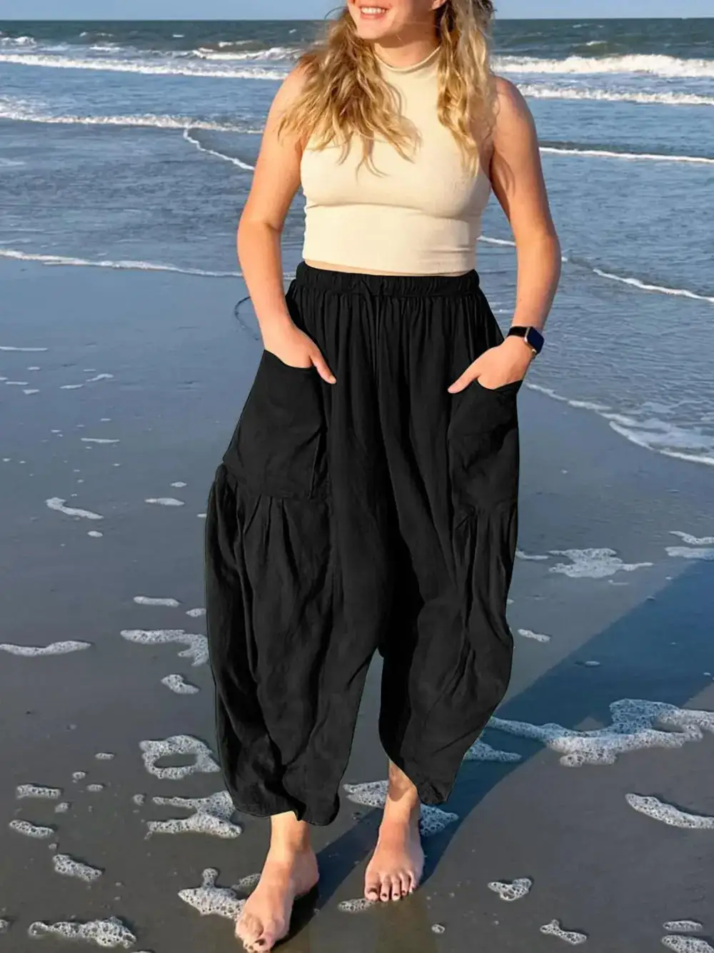 Casual Drawstring Pocket Detail Pants