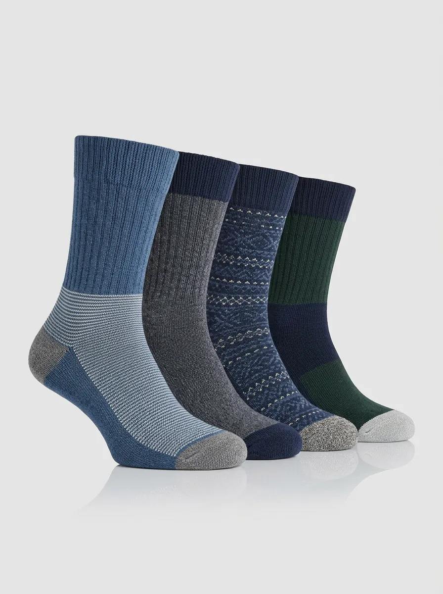 Versatile Geometric Printed Wardrobe Men's Four Pair Socks