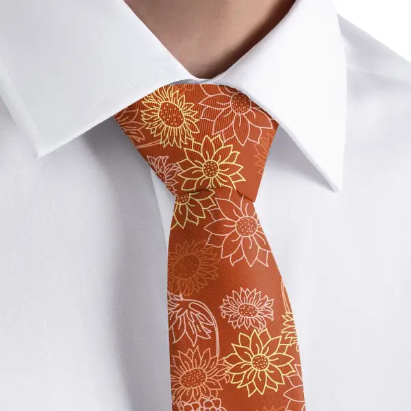 Refined Sunflower Floral Pattern Necktie