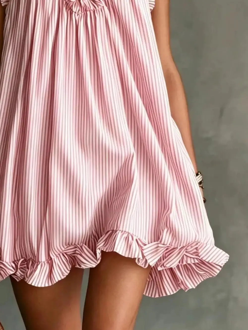 Ruffled Trim Halter Neck Mini Dress