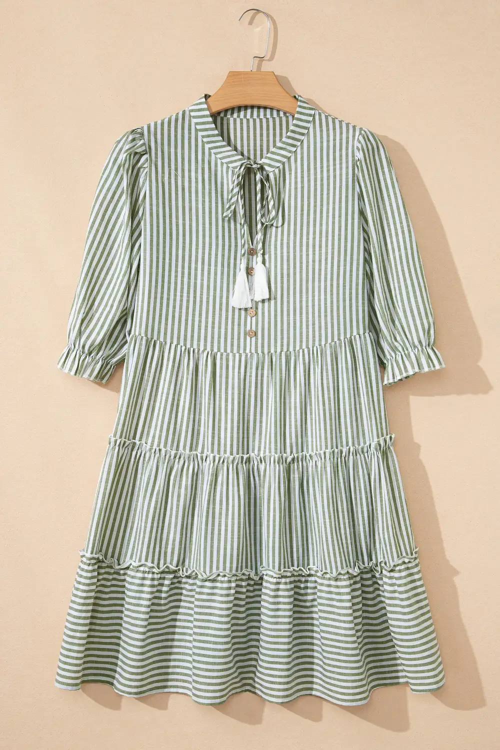 Striped Ruffle Tiered Dress Casual