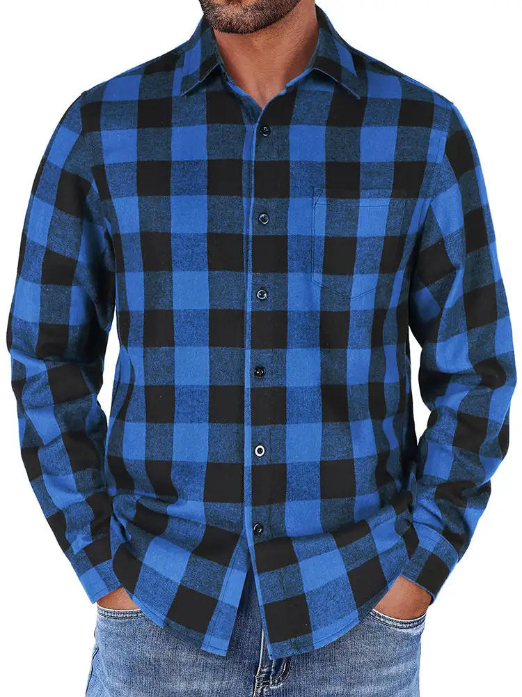 Casual Button Down Plaid Flannel Shirt
