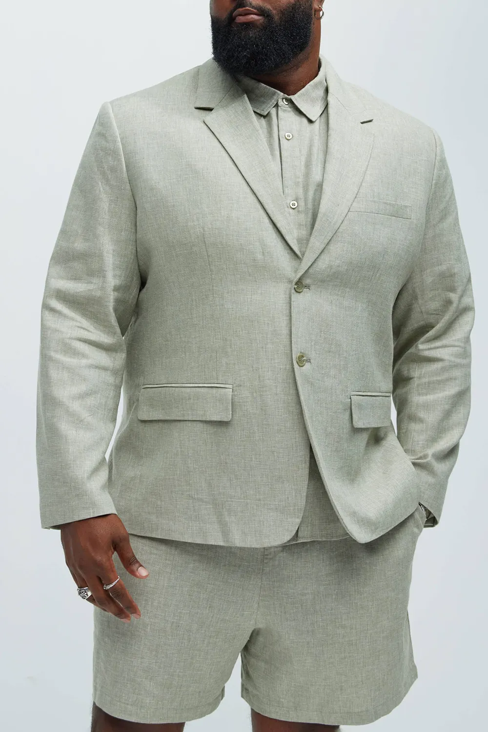 Linen Suit Jacket - Blue