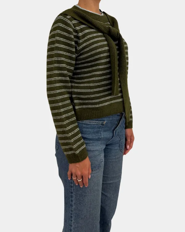 Draped Shoulder Striped Top