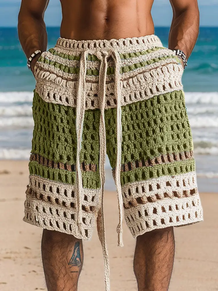 Men's Casual Knit Braided Shorts