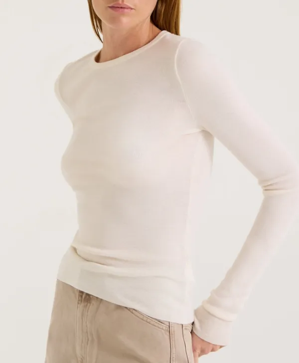 Cream Merino Boat Neck Top