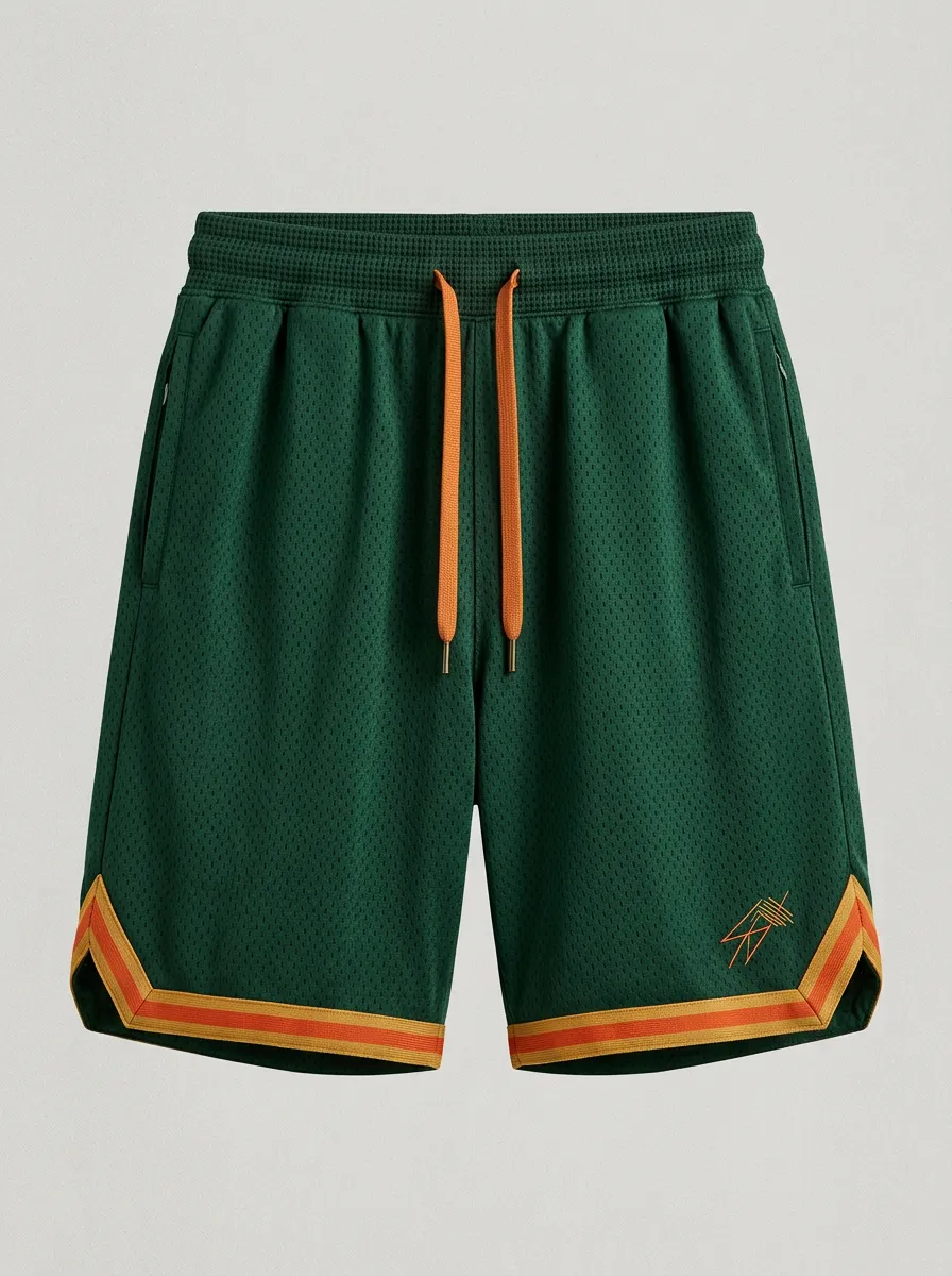 Versatile Striped Detail Embroidered Detail Finish Men's Basketball Shorts