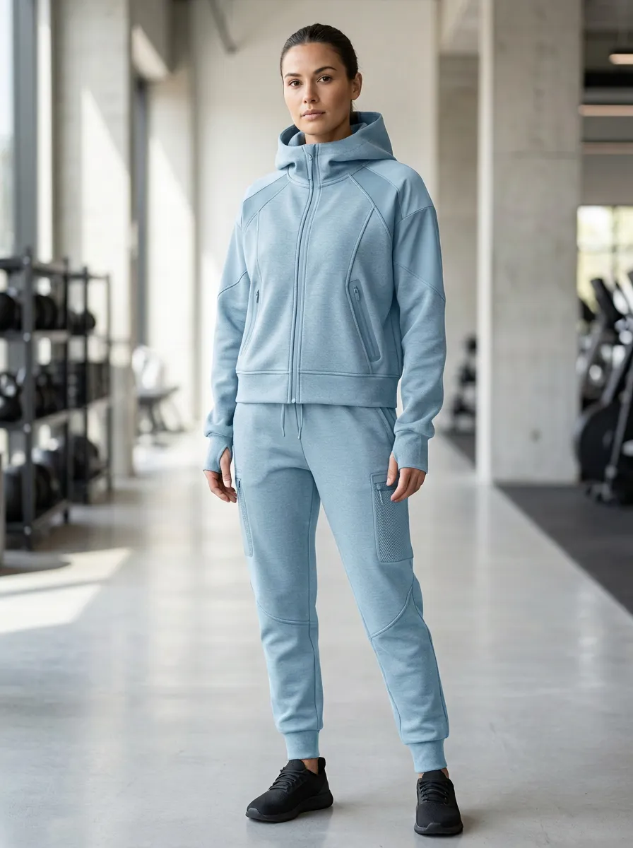 Zip-Up Hoodie Jogger Pants Unisex Zip Hoodie Tracksuit Set