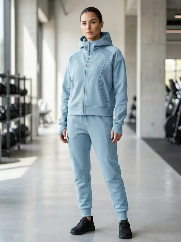 Zip-Up Hoodie Jogger Pants Unisex Zip Hoodie Tracksuit Set