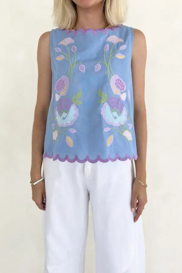 Floral Embroidered Sleeveless Top