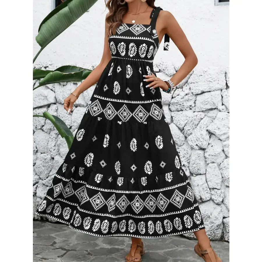 Printed Square Neck Maxi Cami Dress