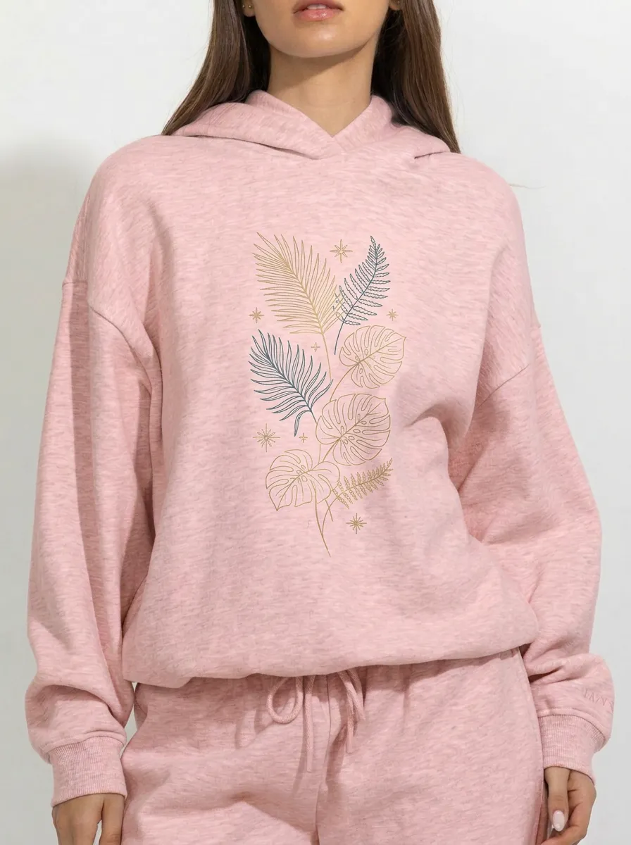 Women's Botanical Nature Lover Tropical Leaf Printed Hoodie