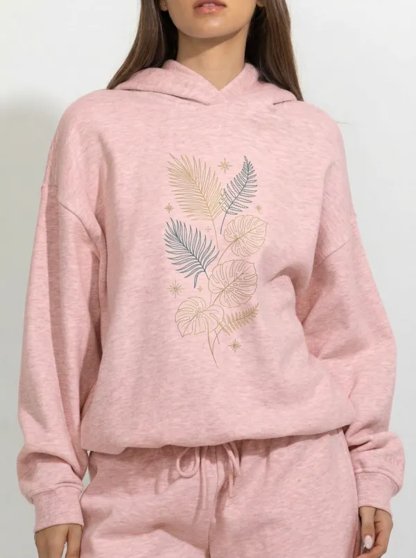 Women's Botanical Nature Lover Tropical Leaf Printed Hoodie