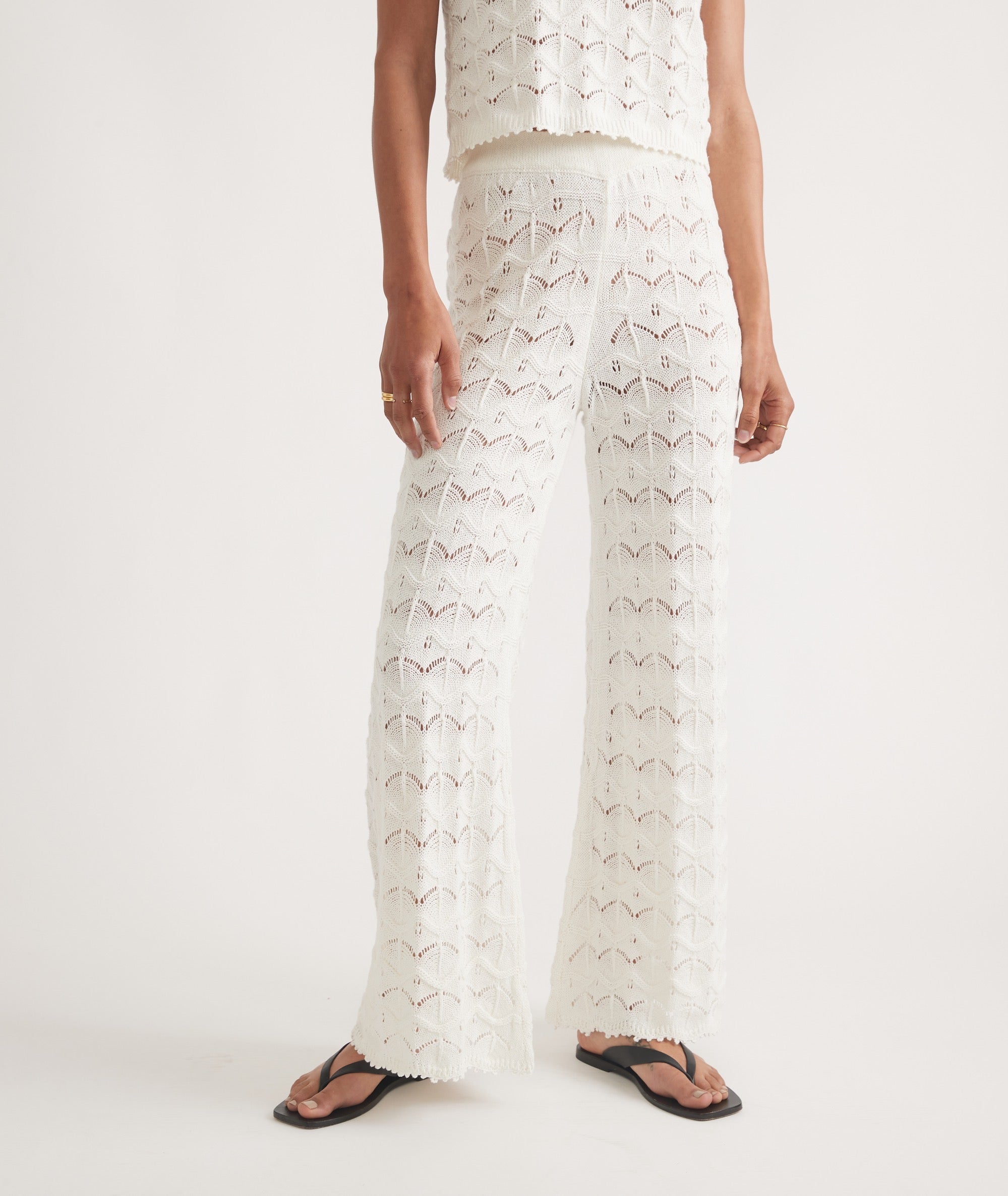 Knit Patterned Wide-Leg Pants