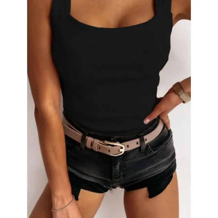 Wide-Strap Square-Neck Tank Top