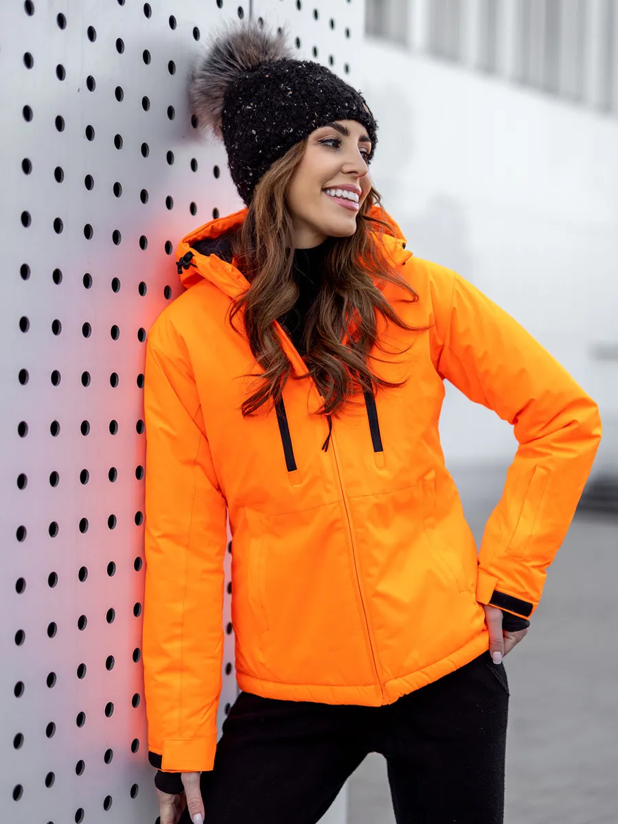 Orange women's winter ski jacket