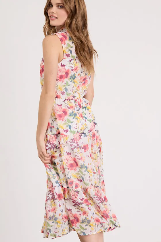 In My Dreams Mauve Floral Print Midi Dress