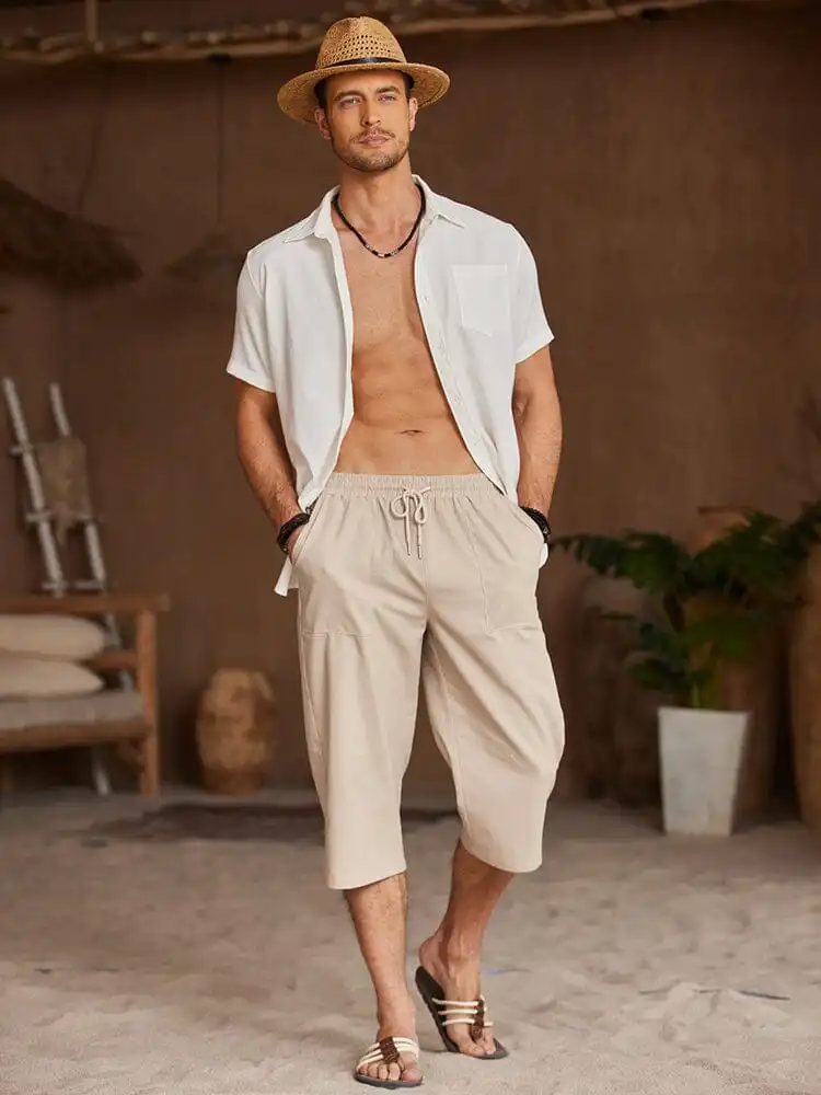 Casual Linen Beach Yoga Shorts
