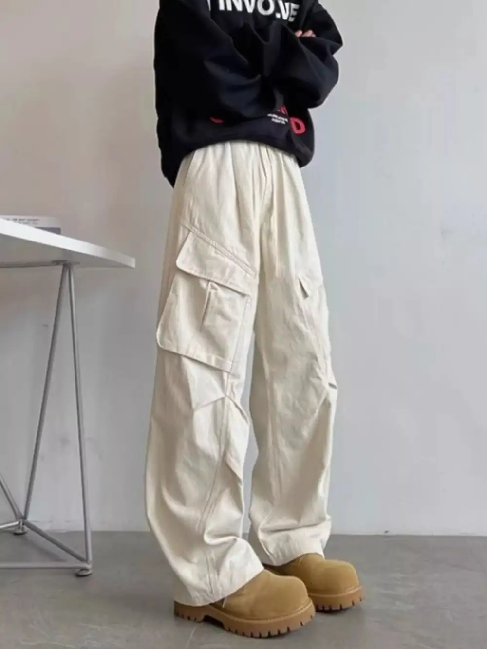 Textured Men's Plus Size Loose Fit Cargo Pants