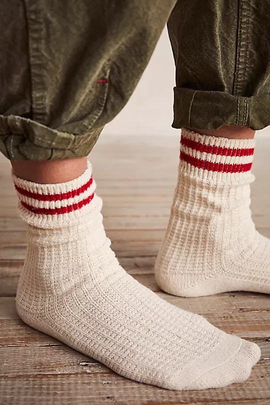 Cozy Stripe Socks Red