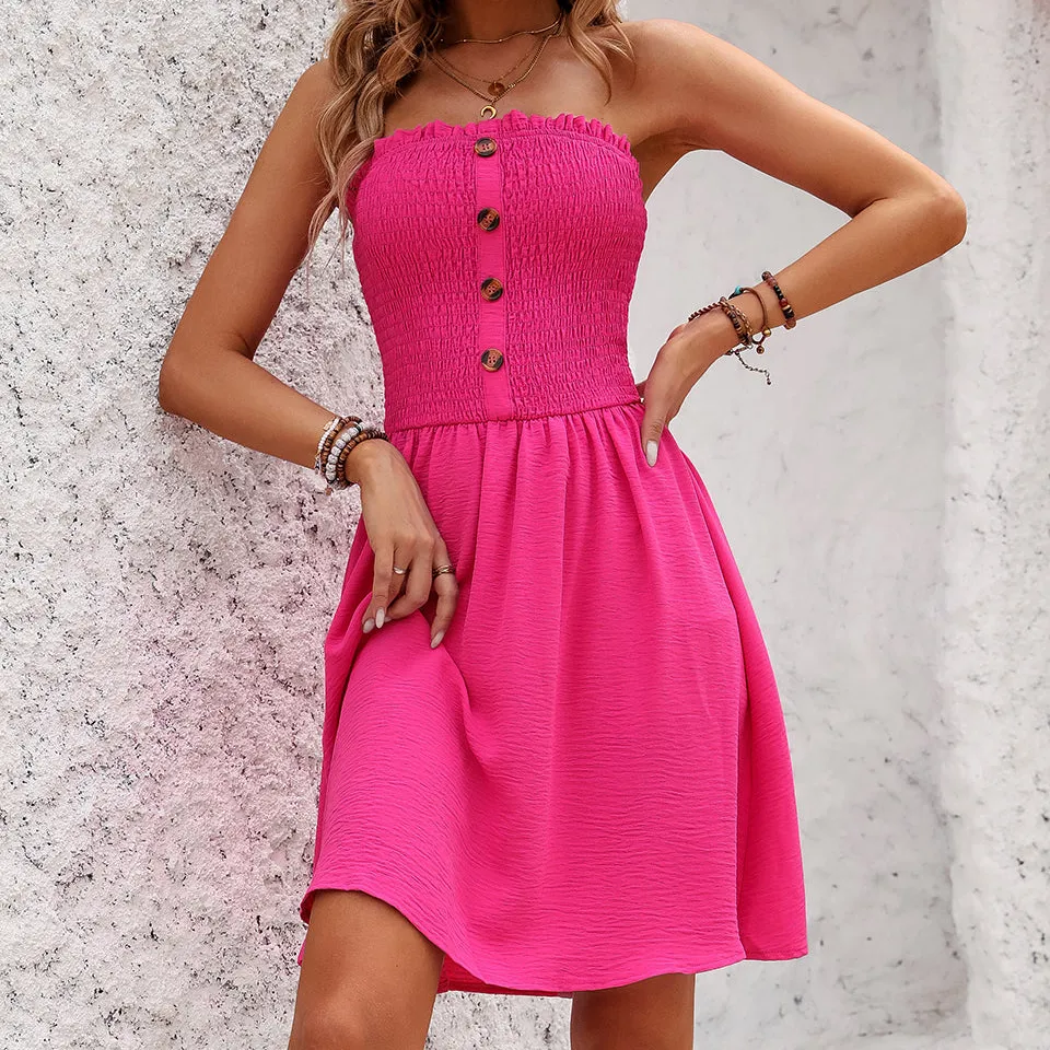 Solid Smocked Chest Mini Dress
