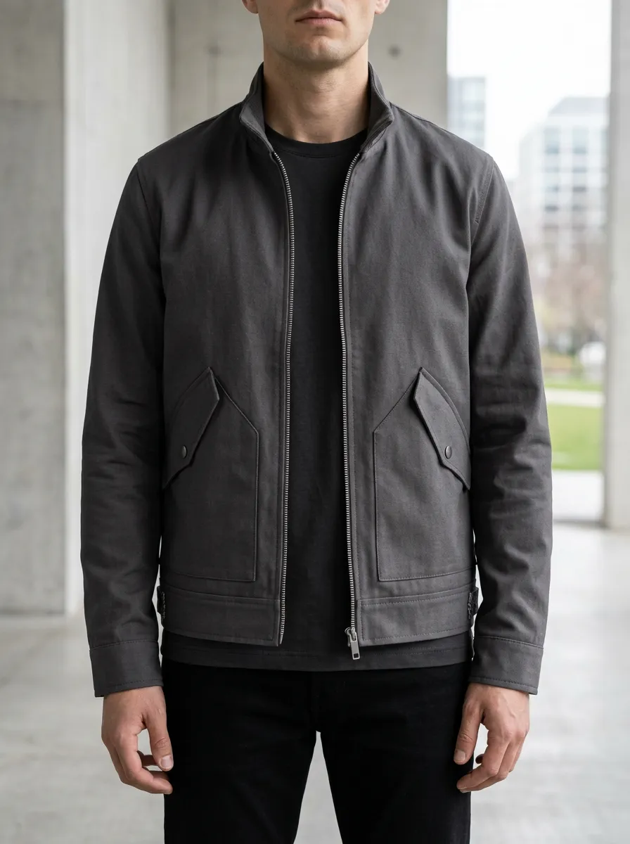 Solid Zip Collar Jacket