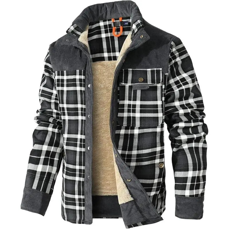 Men's Plaid Flannel Autumn and Winter Warm Jacket