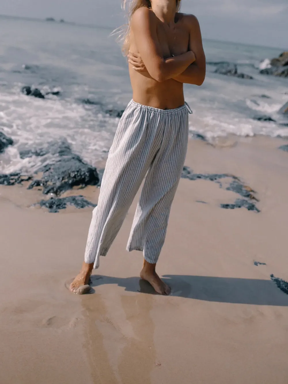 Casual Style Pant Blue Stripe