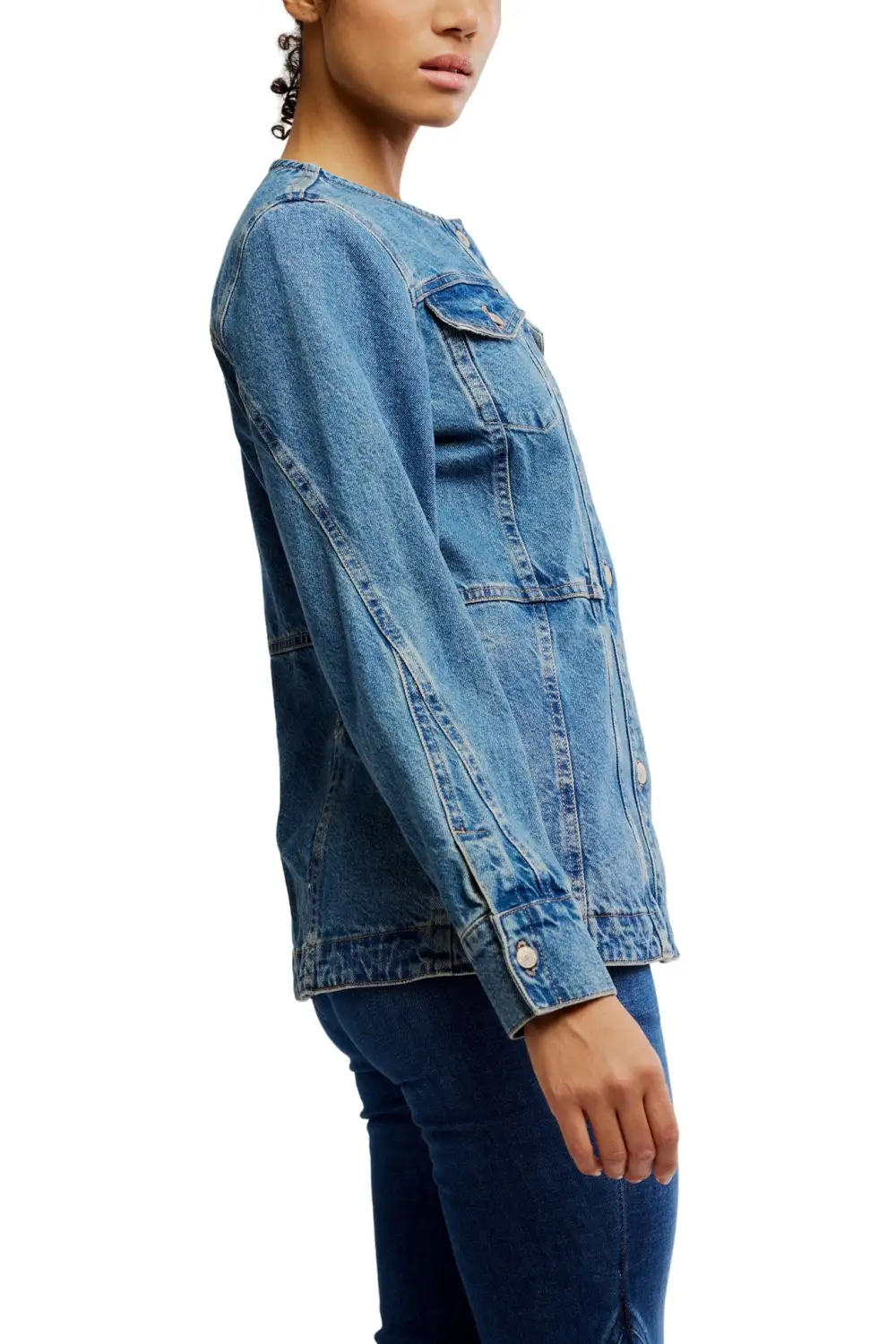 Denim Button Front Layering Jacket