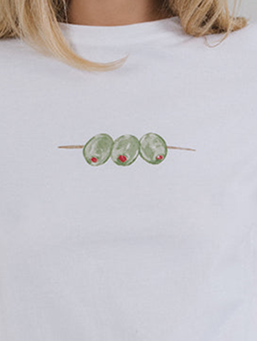 White With Olives Graphic Tee