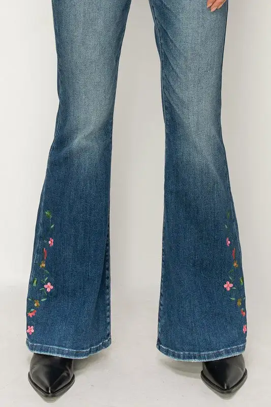 Versatile High Rise Flare Stretch Denim Jeans