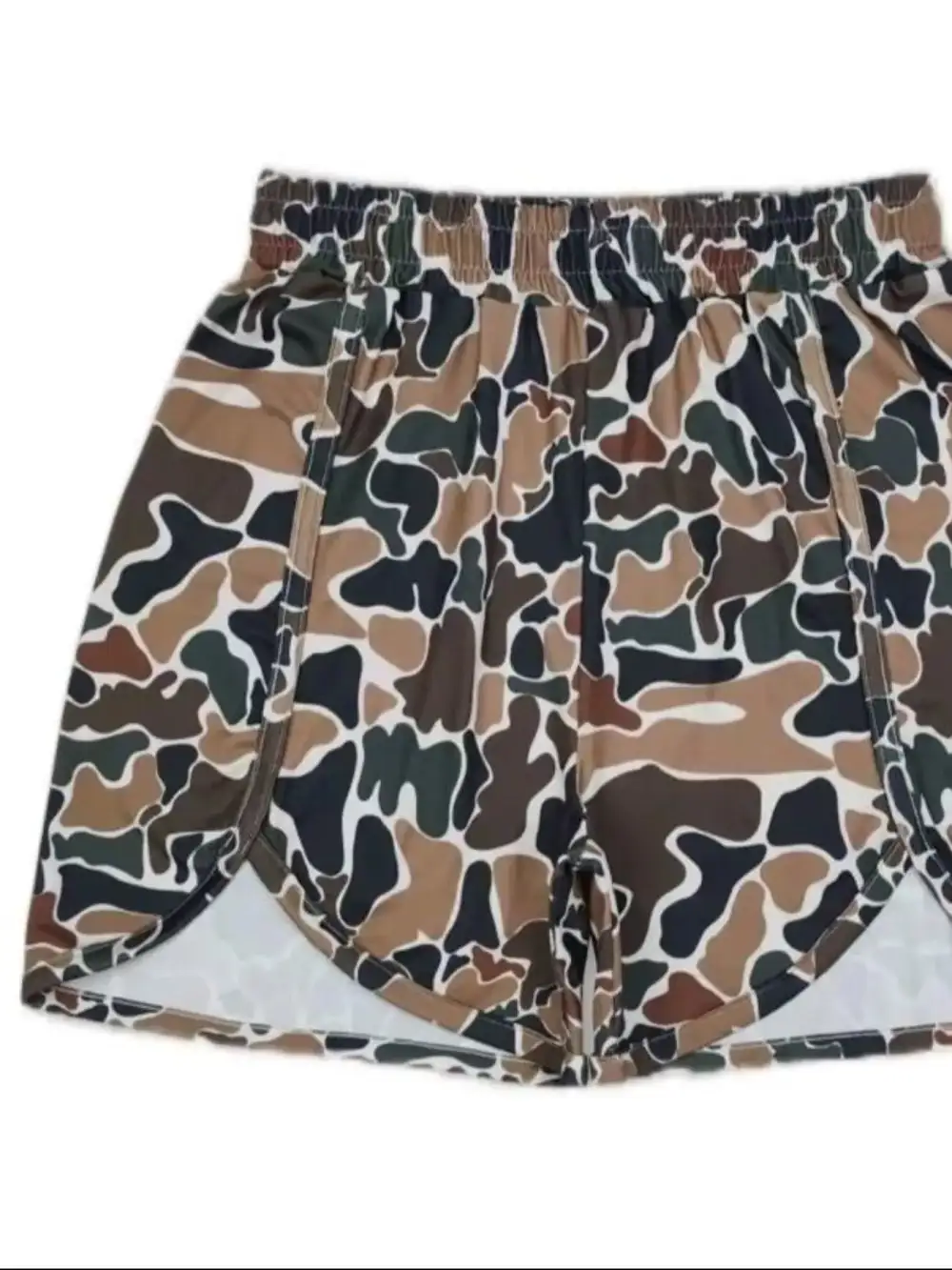 Camo Print Elastic Waist Shorts