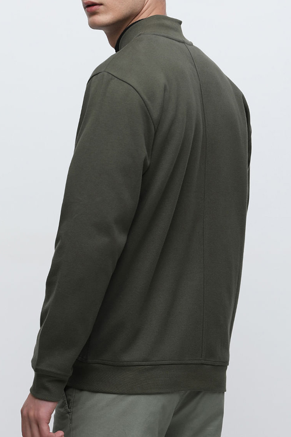 Dark Green Jersey Bomber Jacket