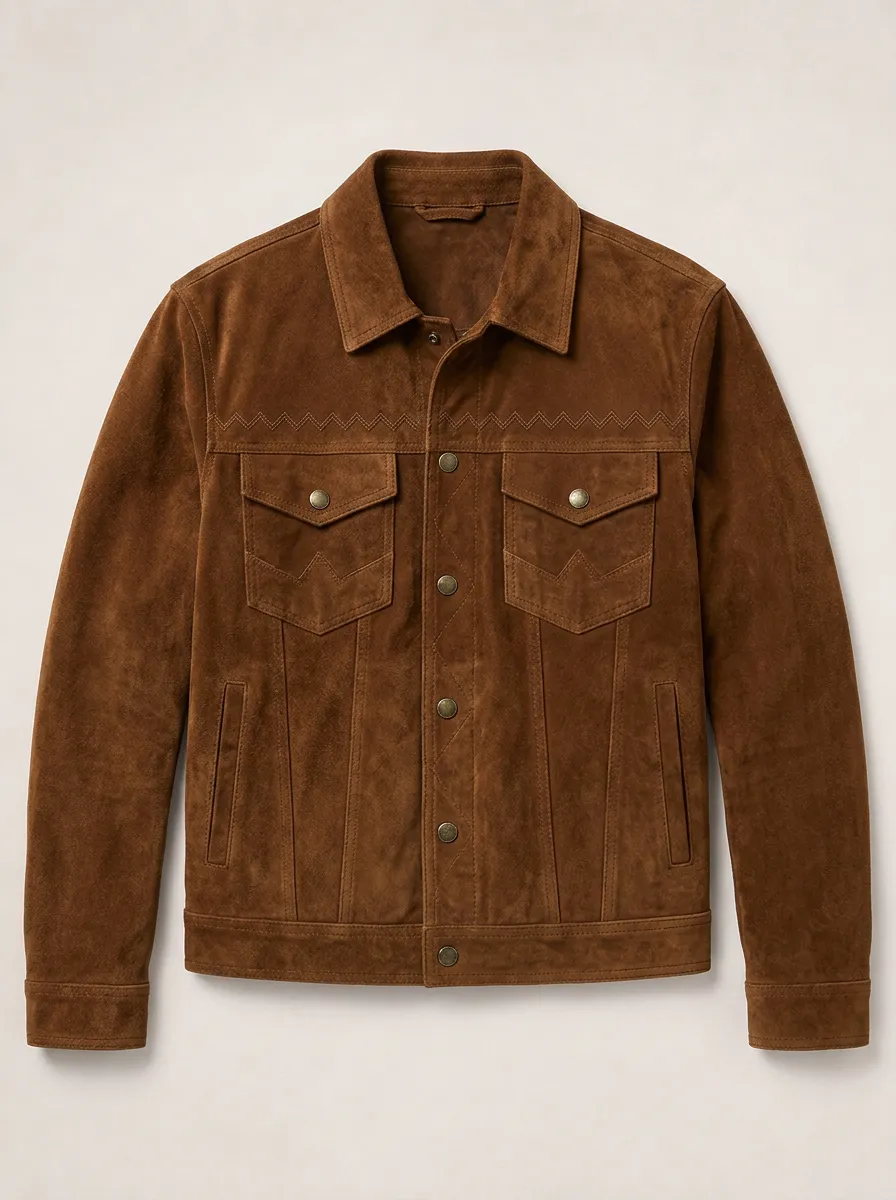 Men's Suede Western Trucker Jacket