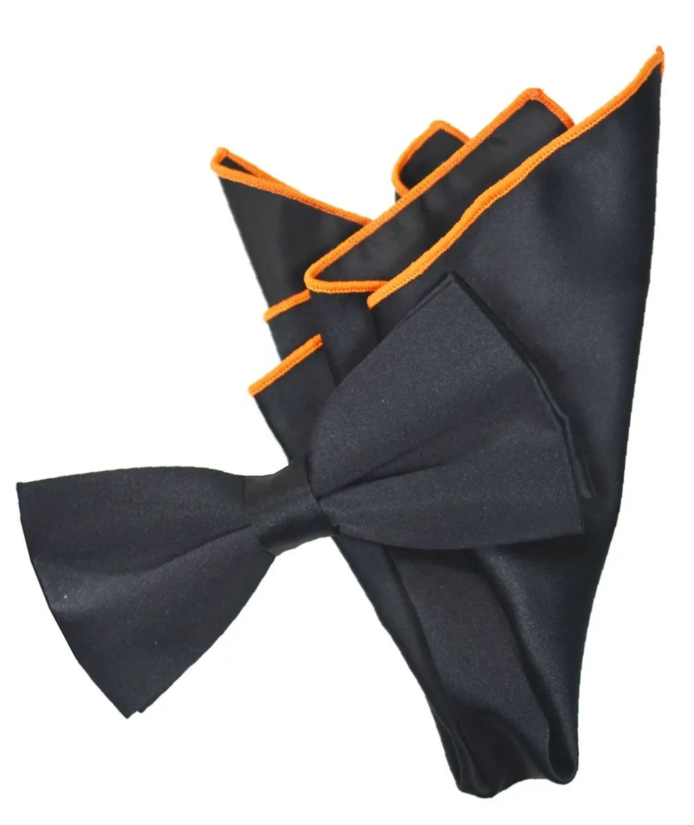 Polished Solid Polyester Bow Tie Set