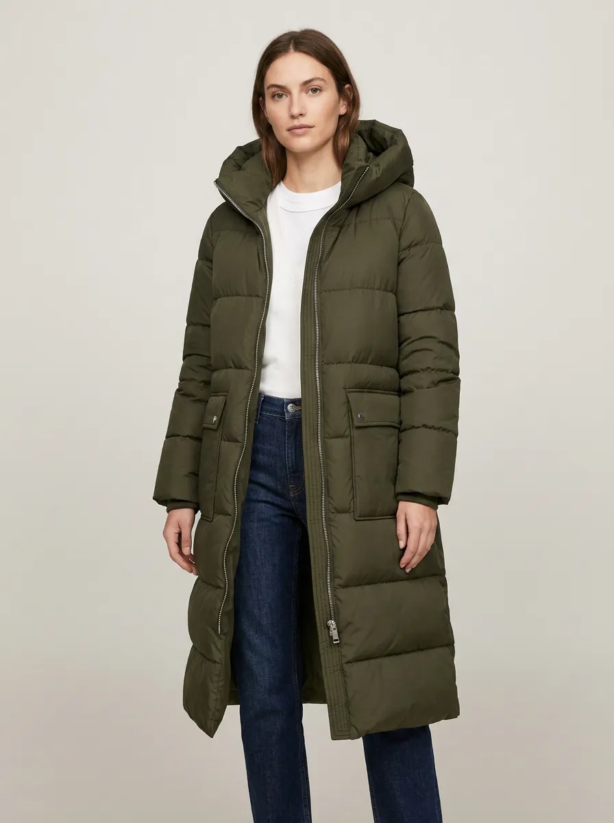Elevated Padded Long Hooded Coat