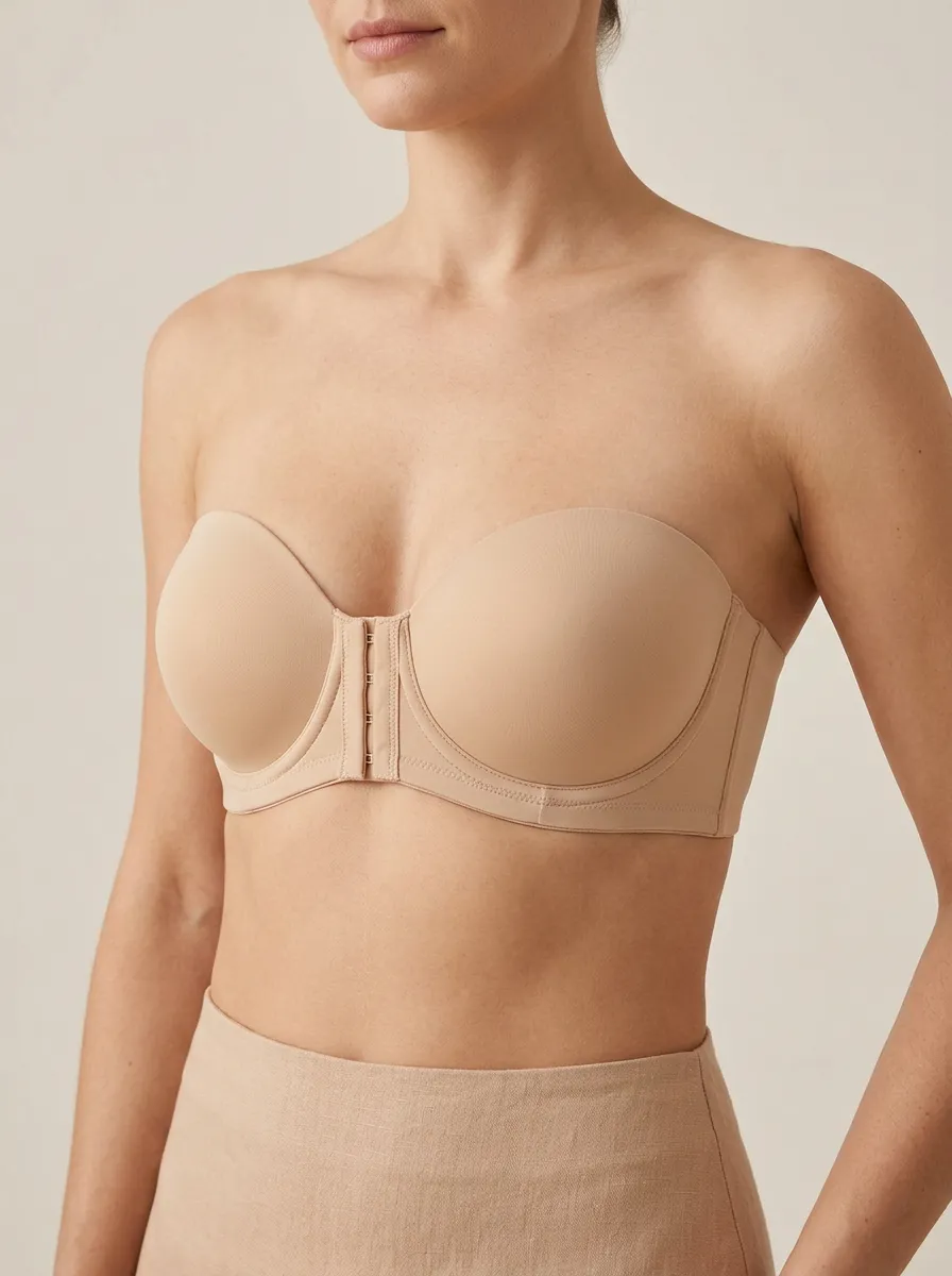 Women's Contoured-Cup Clean-Edge Front-Closure Strapless Bra