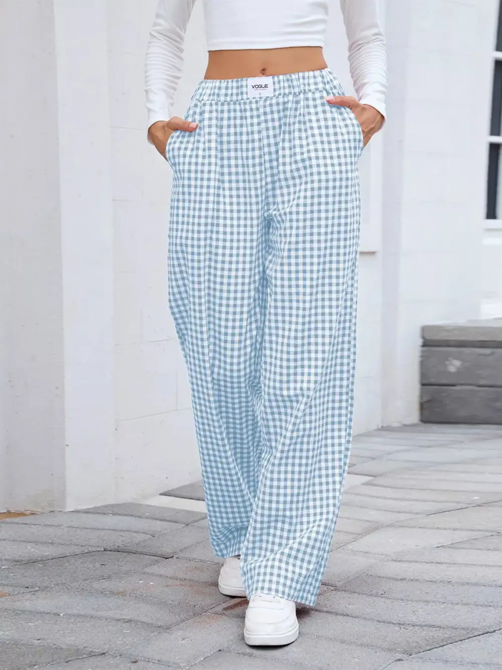 Relaxed Plaid Wide Leg Pants