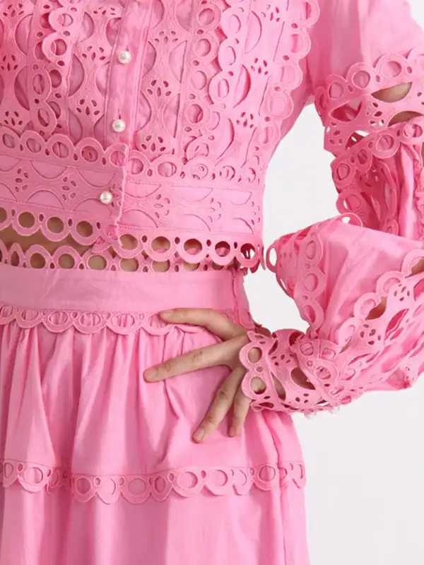 Sharp Button Front Long Sleeve Coordinated Set