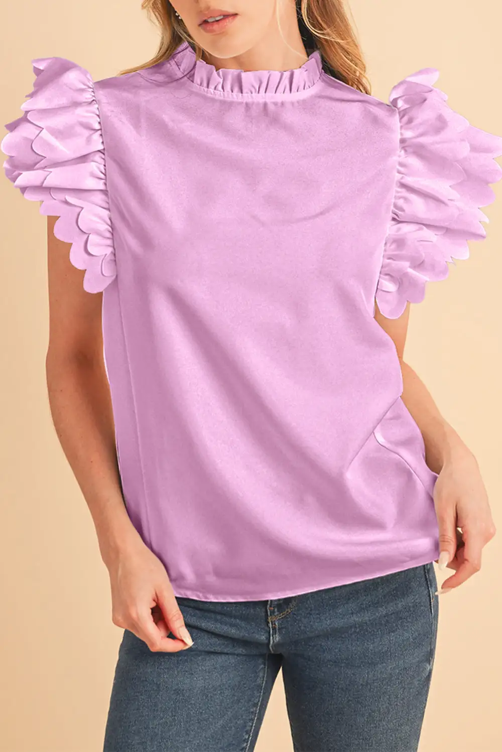 Ruffle Trim Clean Blouse