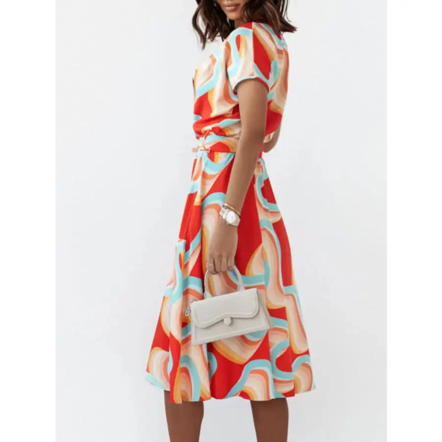Button Front Midi Dress with Belt