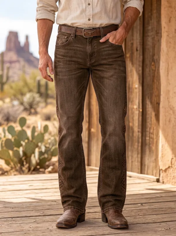 Men's Classic Western Cowboy Embroidered Jeans