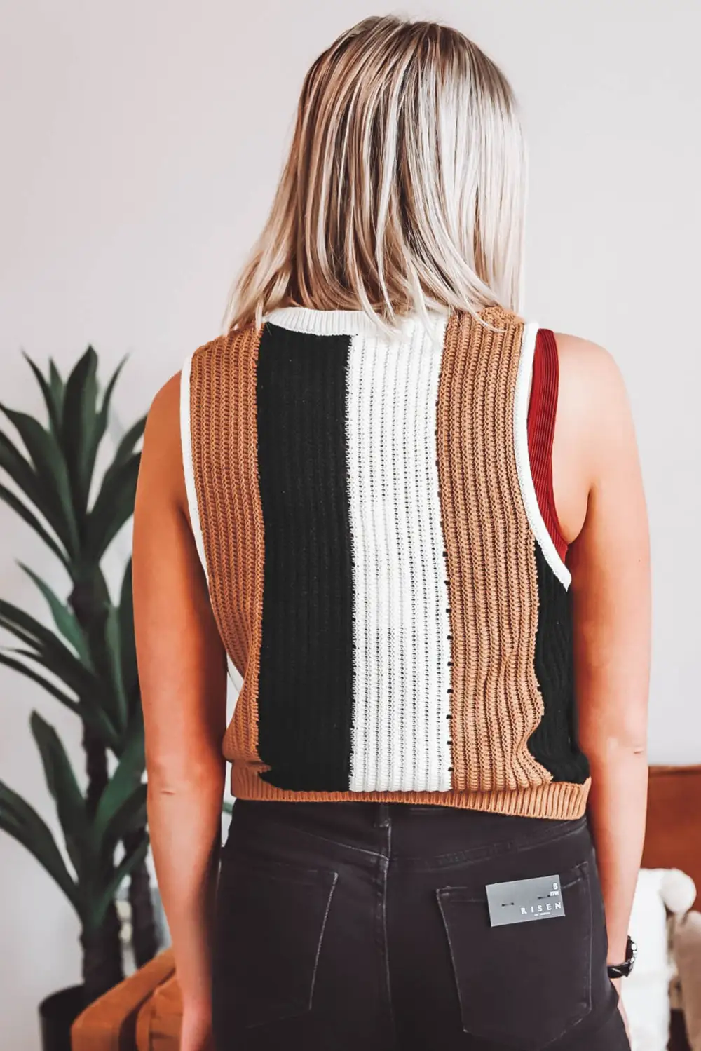 Stripe Colorblock Knit Sweater Vest