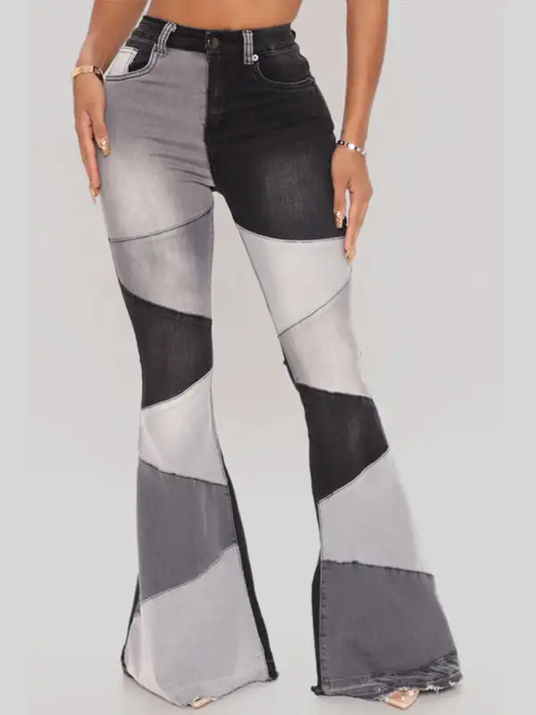 Flare Leg Washed Denim Jeans
