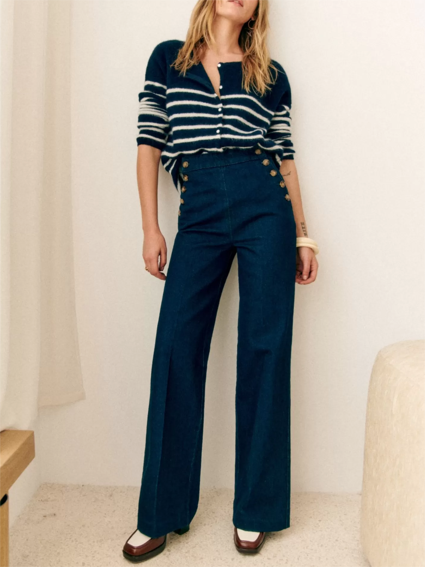 Double Button Placket Denim