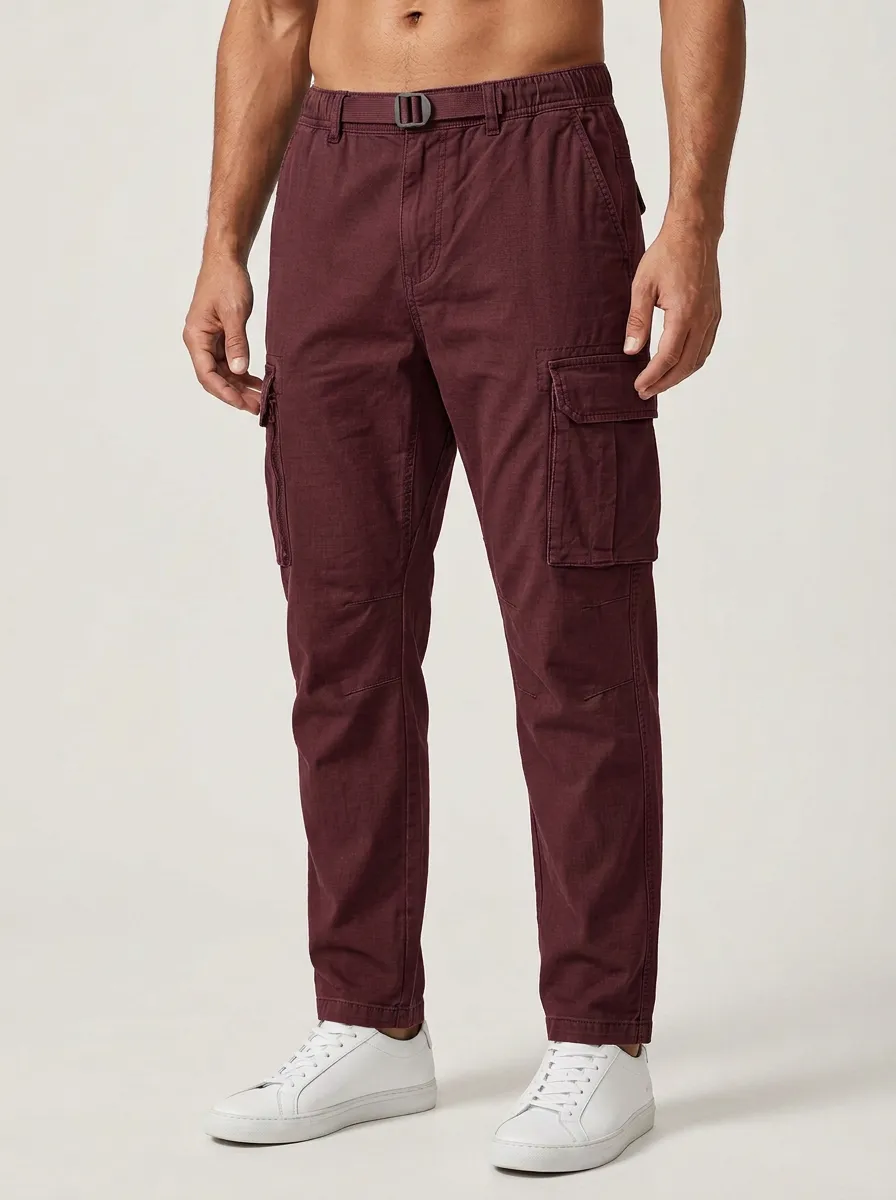 Men's Outdoor Tactical Multi-Pocket Belted Cargo Pants
